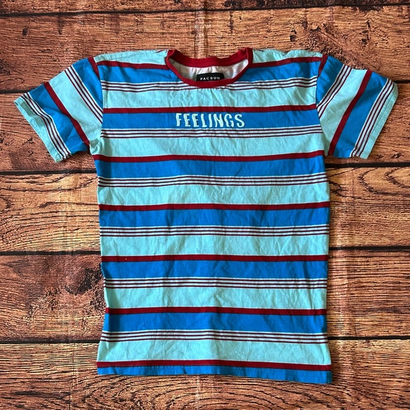 PacSun Blue and Red Striped Tee - Picture 1 of 9